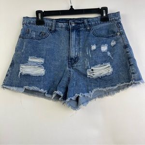 Forever 21 Medium Wash Distressed Jeans Shorts Size 29